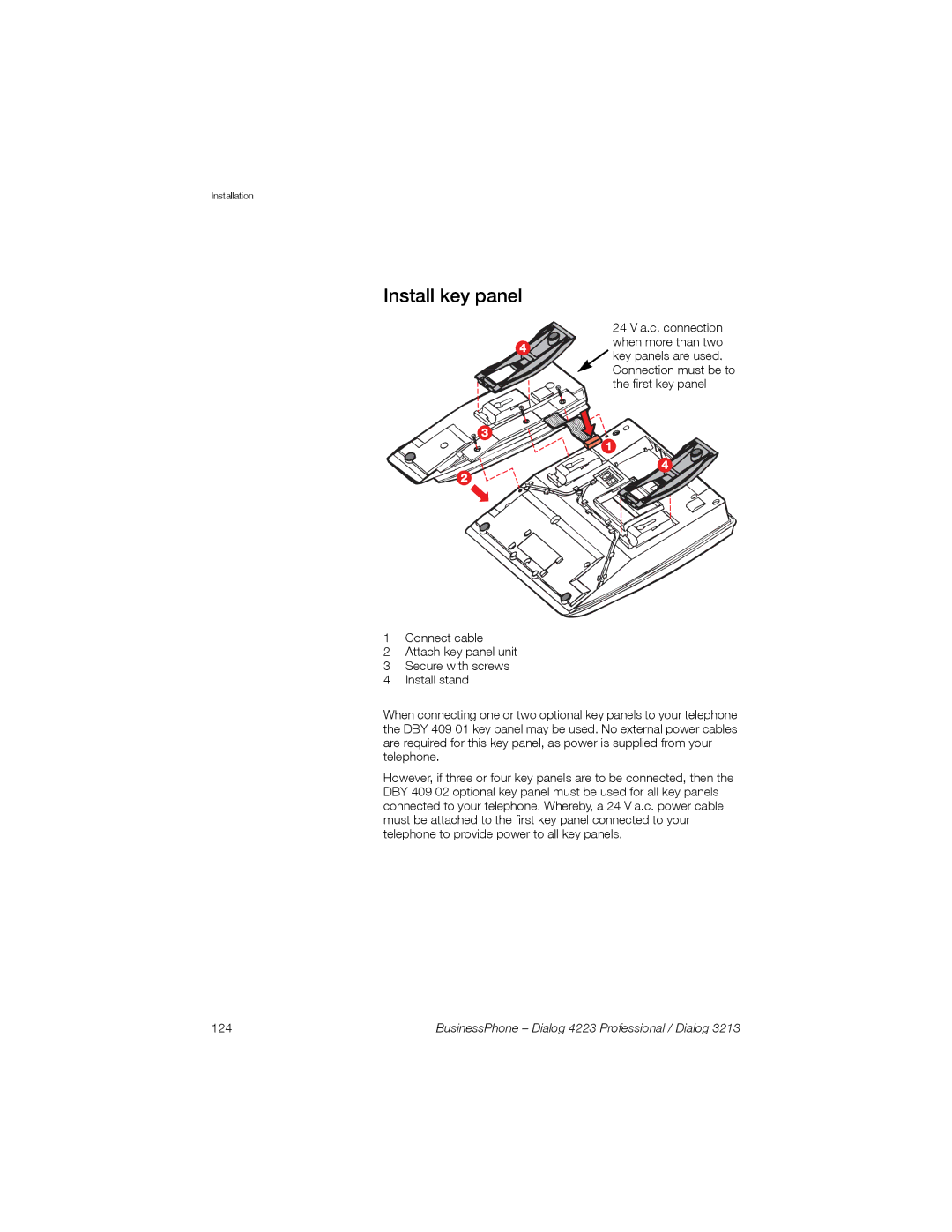 Sony Ericsson Dialog 4223, Dialog 3213 manual Install key panel 