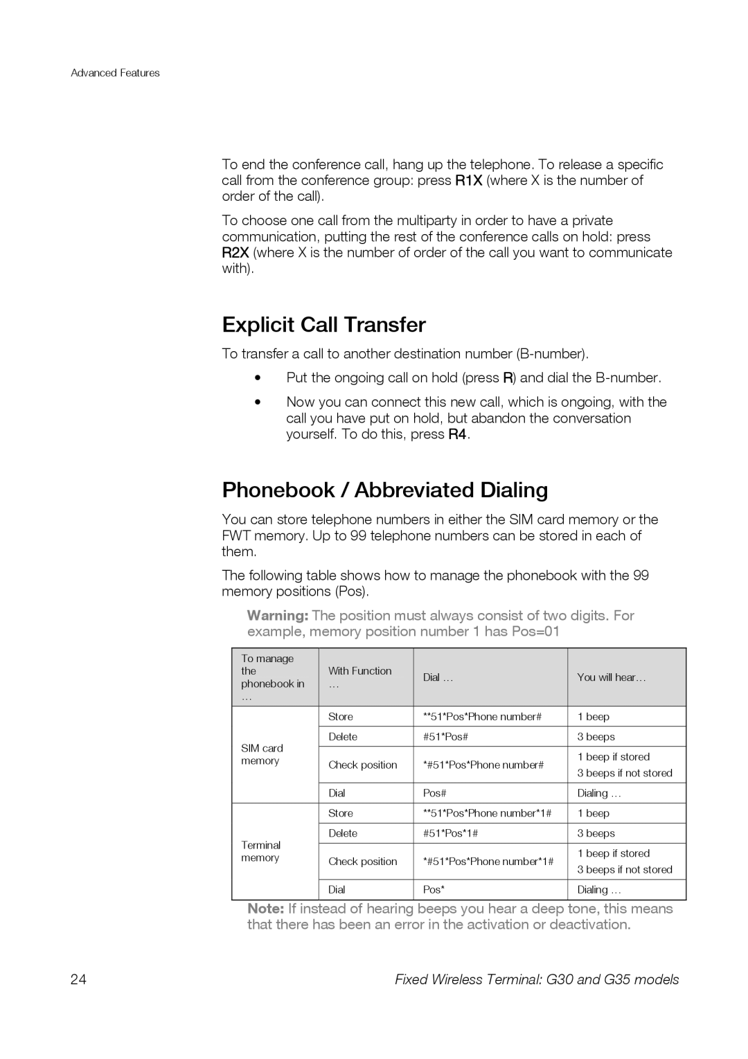 Sony Ericsson G35, G30 manual Explicit Call Transfer, Phonebook / Abbreviated Dialing 