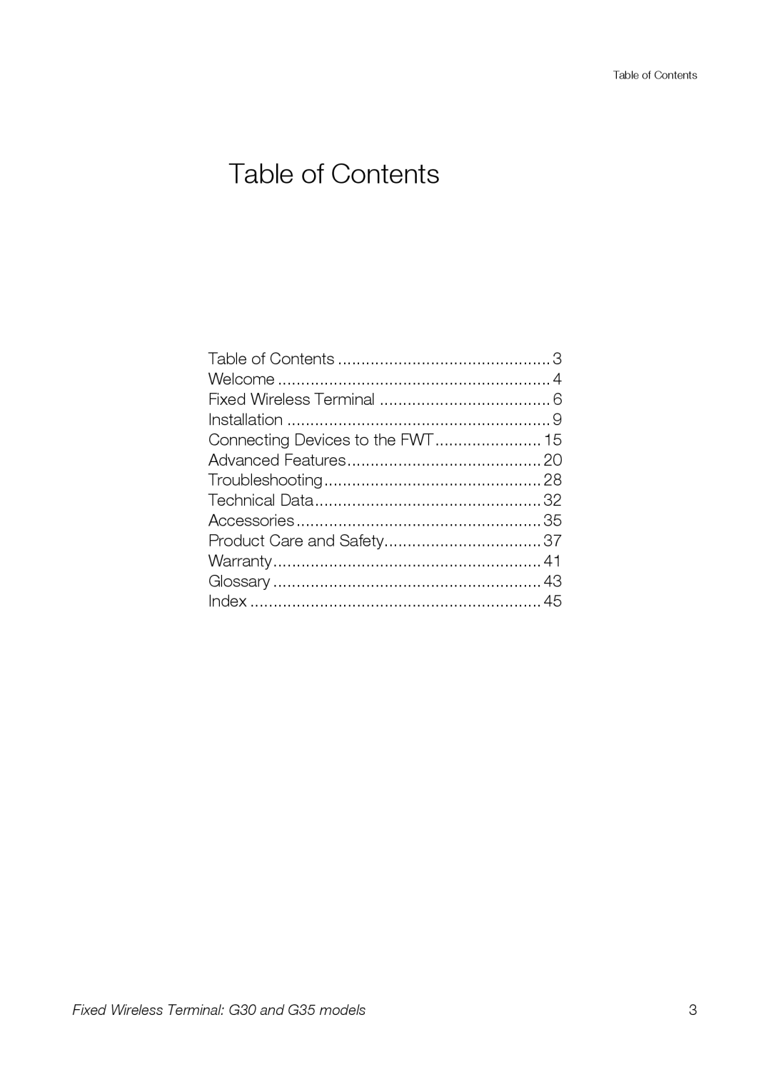 Sony Ericsson G30, G35 manual Table of Contents 