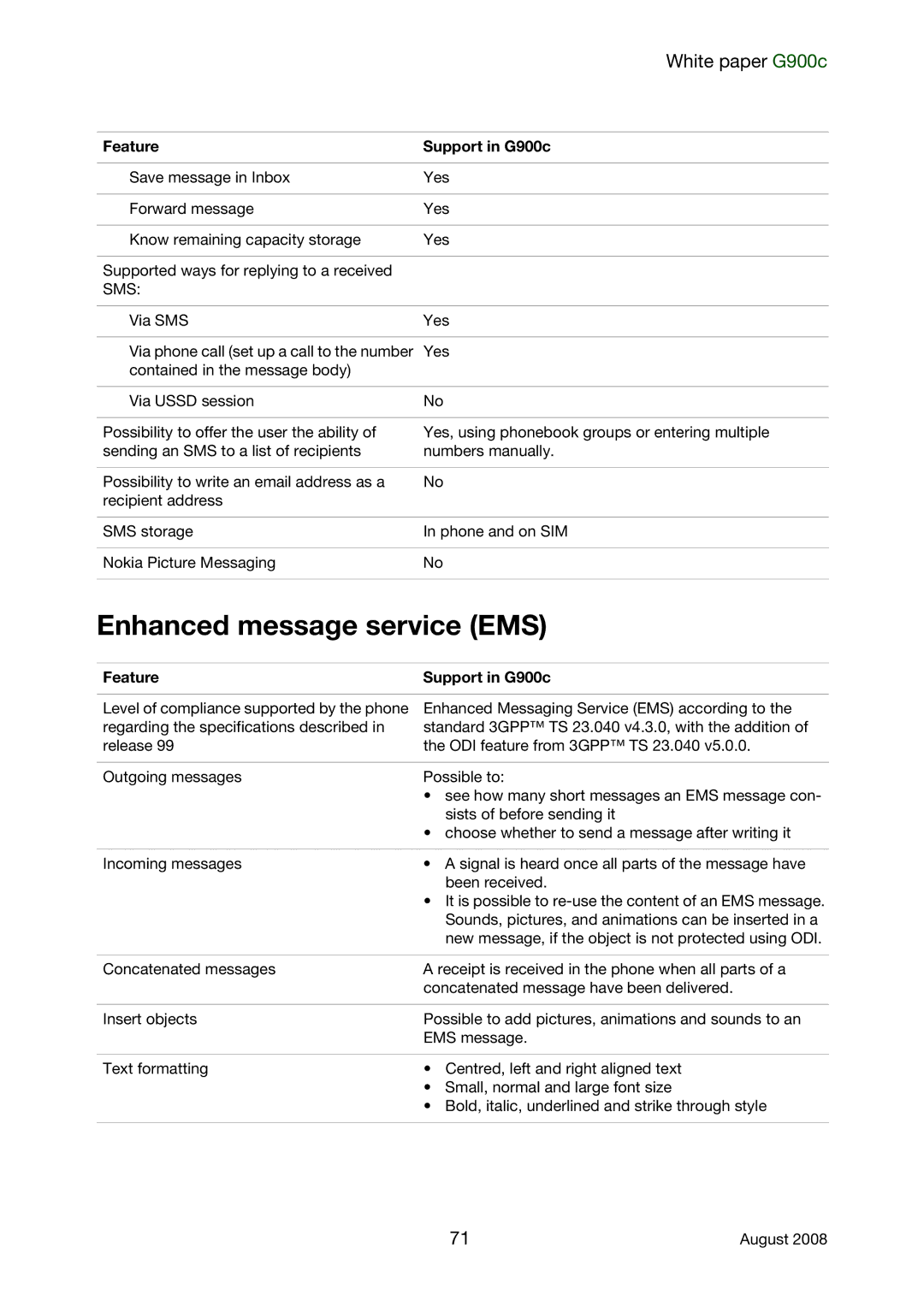 Sony Ericsson G900C manual Enhanced message service EMS, Sms 