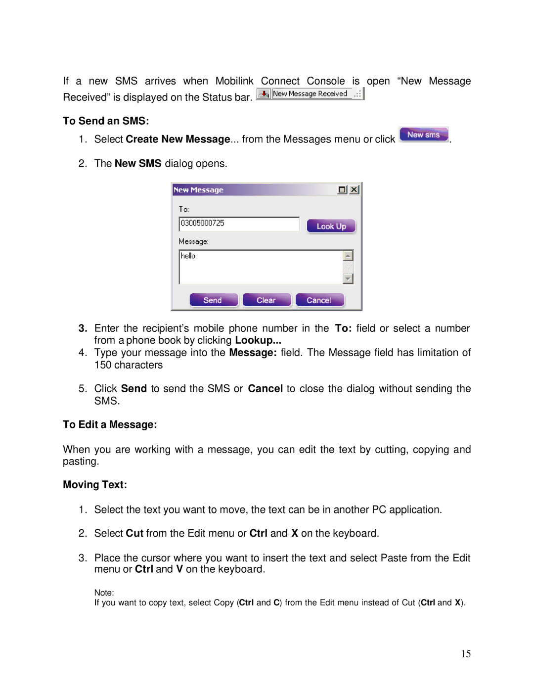 Sony Ericsson GC75 manual To Send an SMS, To Edit a Message, Moving Text 