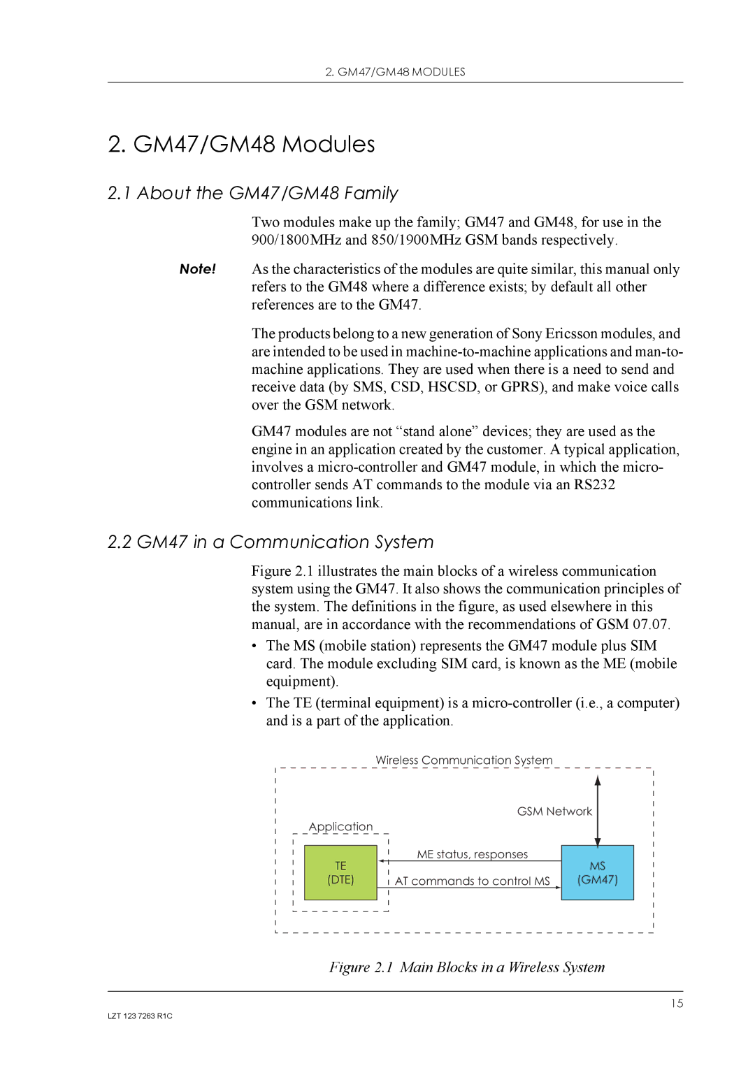 Sony Ericsson manual GM47/GM48 Modules, About the GM47/GM48 Family, GM47 in a Communication System 