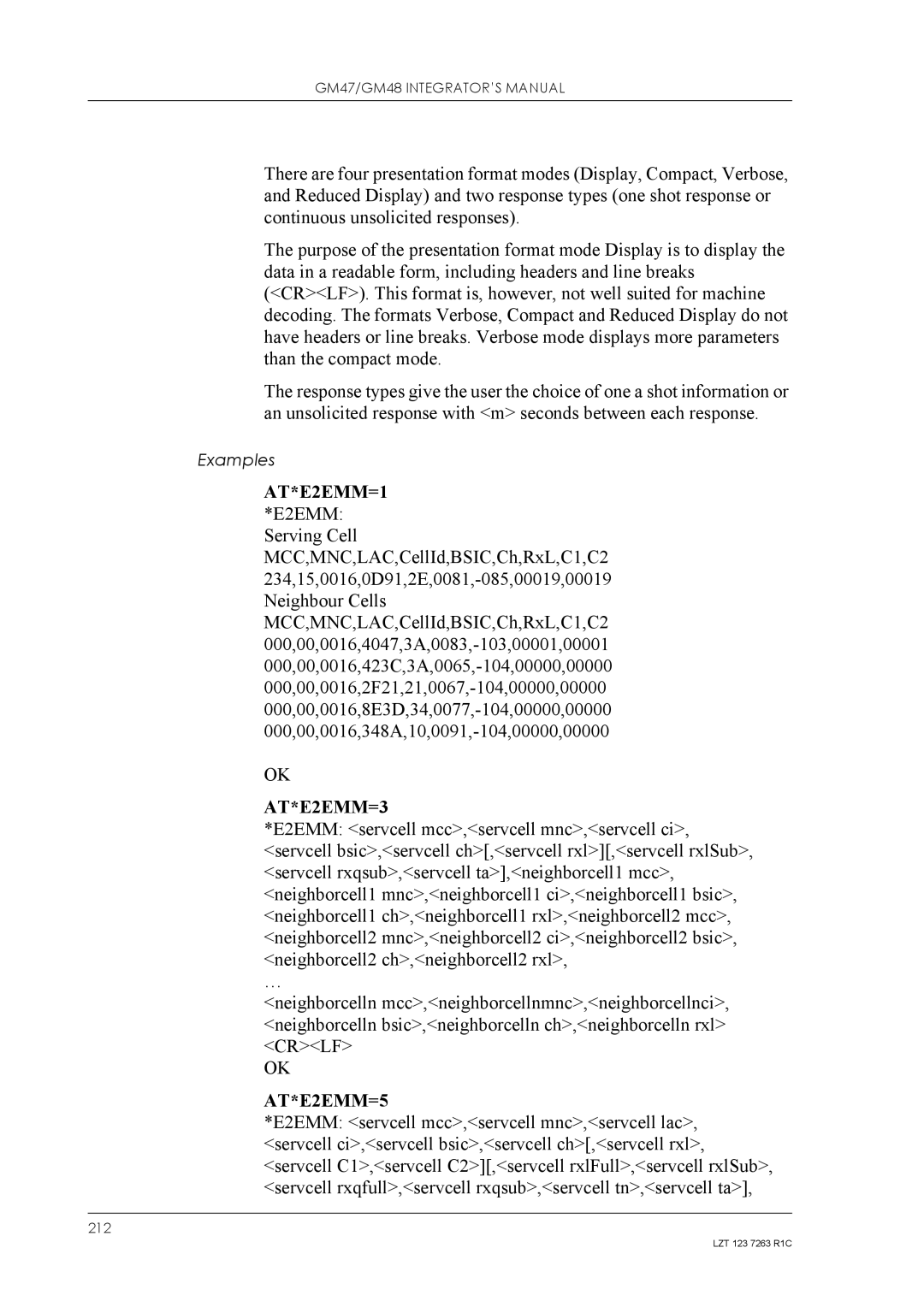 Sony Ericsson GM48, GM47 manual AT*E2EMM=1 