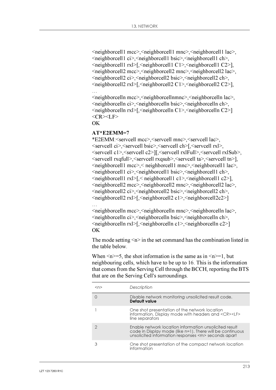 Sony Ericsson GM47, GM48 manual AT*E2EMM=7 