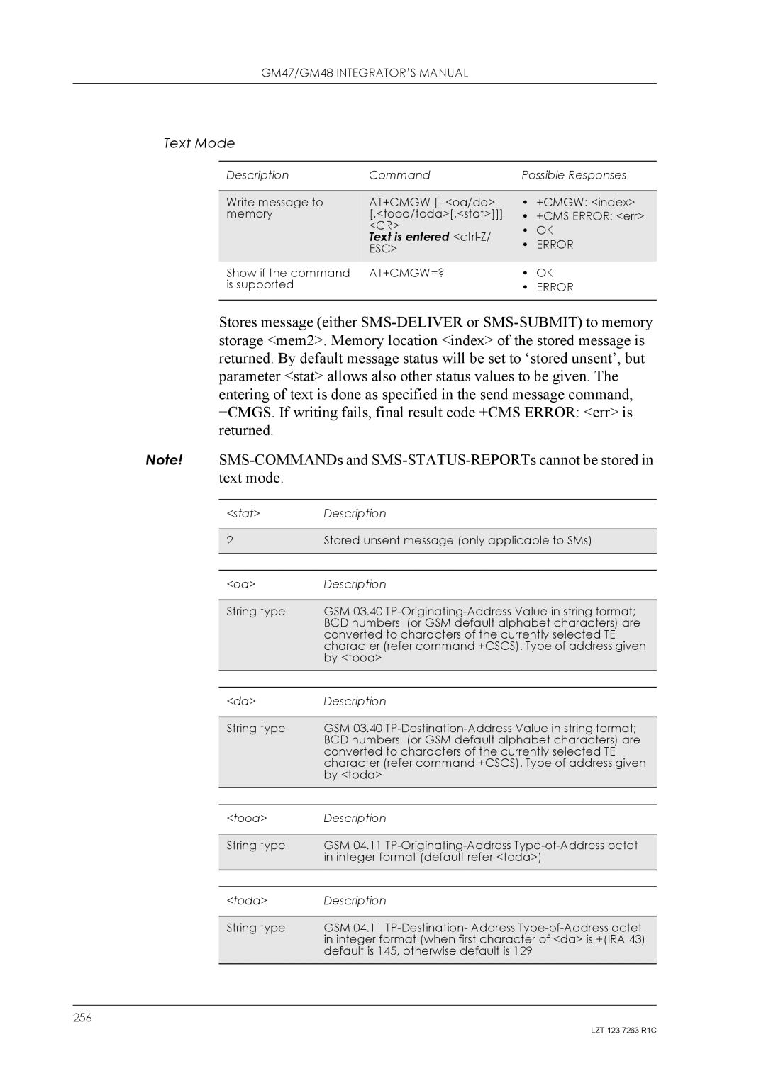 Sony Ericsson GM48, GM47 manual Text Mode, Esc 