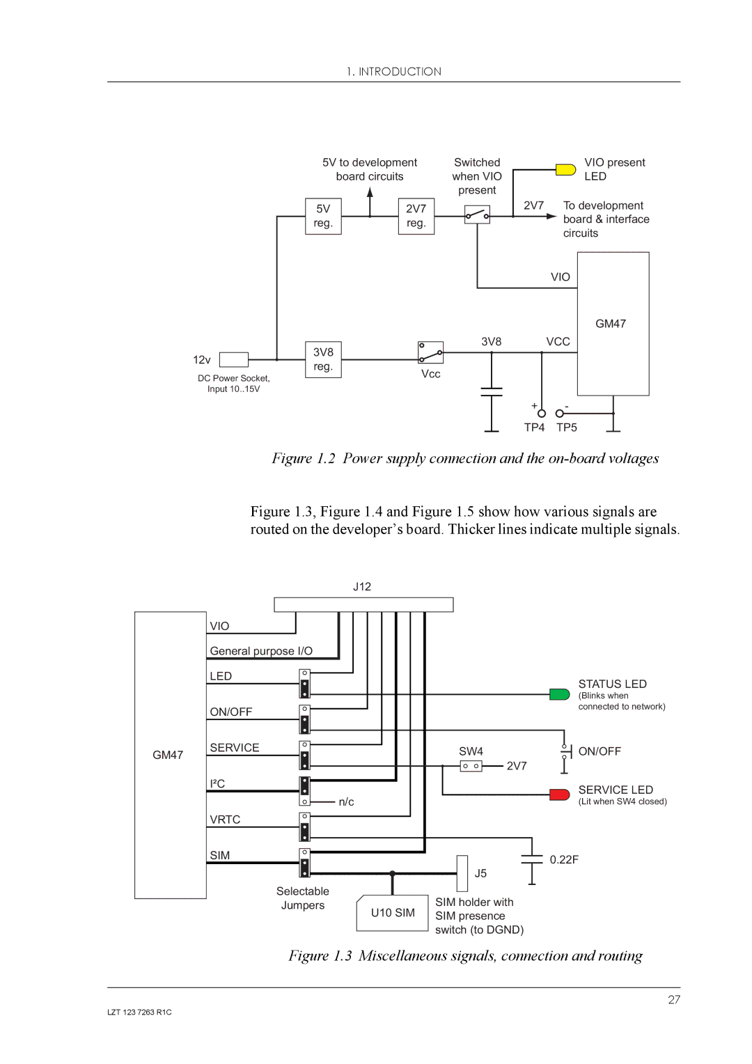 Sony Ericsson GM47, GM48 manual Power supply connection and the on-board voltages 