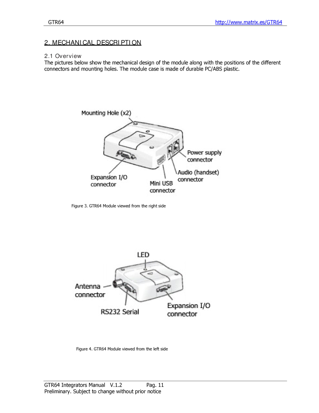 Sony Ericsson GTR-64 manual Mechanical Description, Overview 