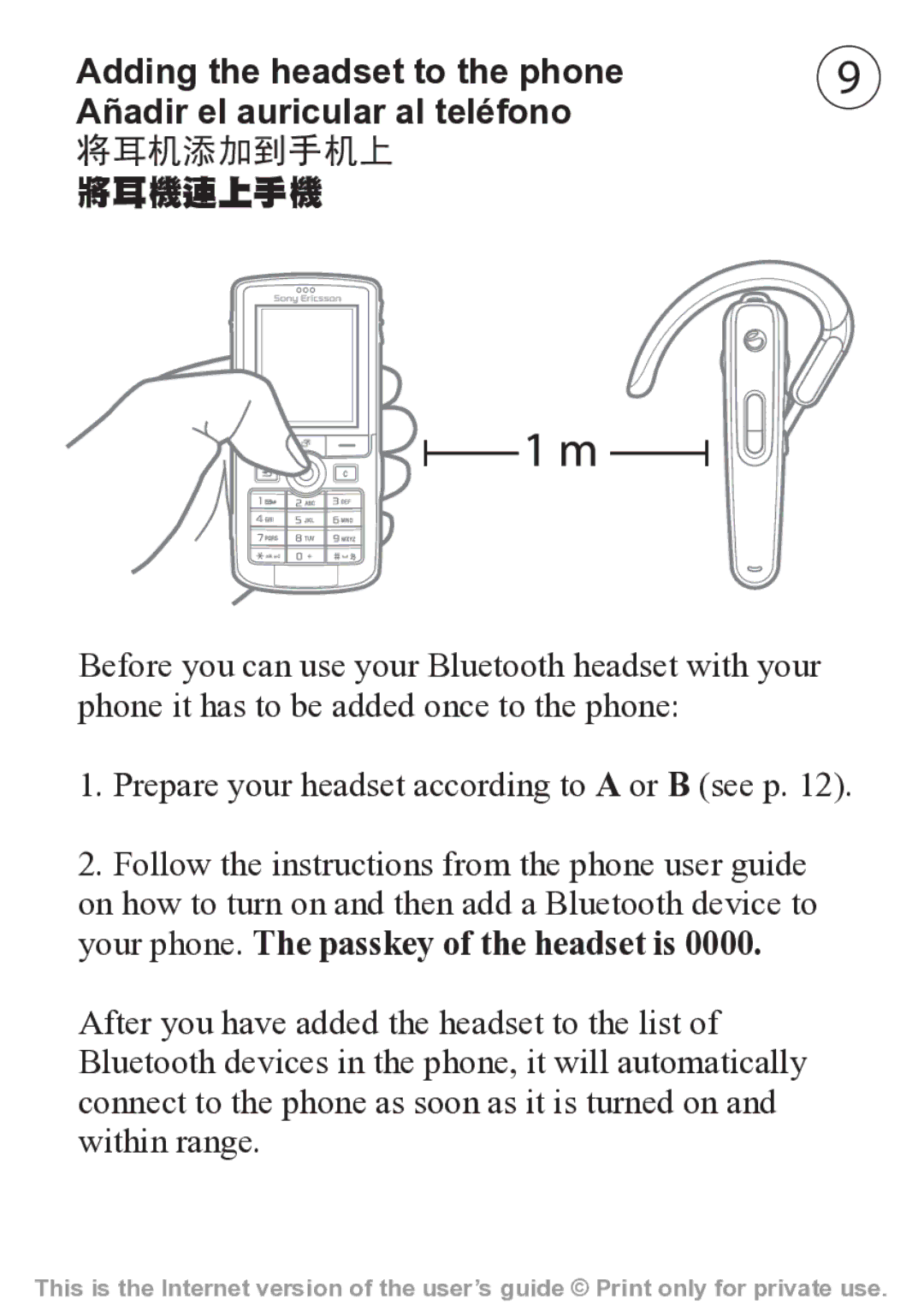 Sony Ericsson HBH-608 manual 将耳机添加到手机上 將耳機連上手機 