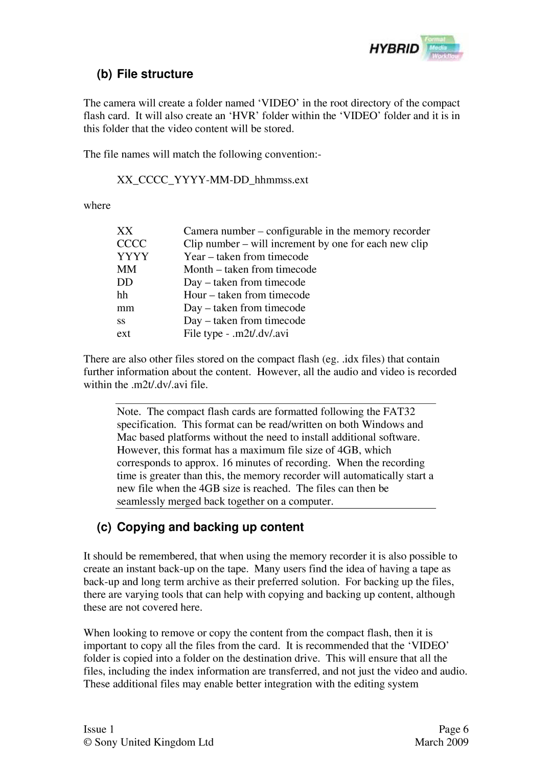 Sony Ericsson HVR-MRC1 user manual File structure, Copying and backing up content 