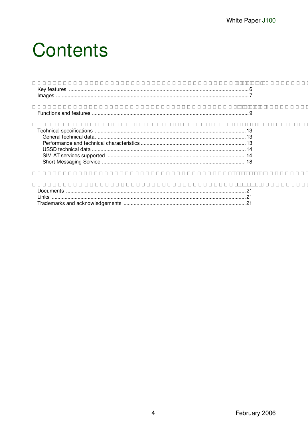 Sony Ericsson J100 manual Contents 