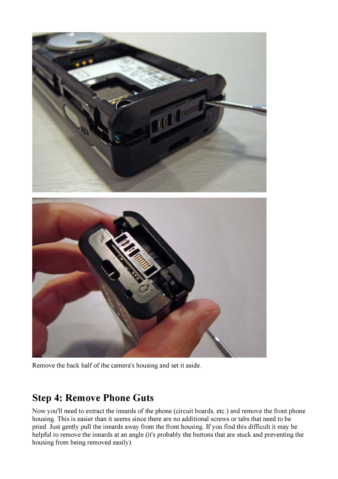 Sony Ericsson K600i manual Remove Phone Guts 