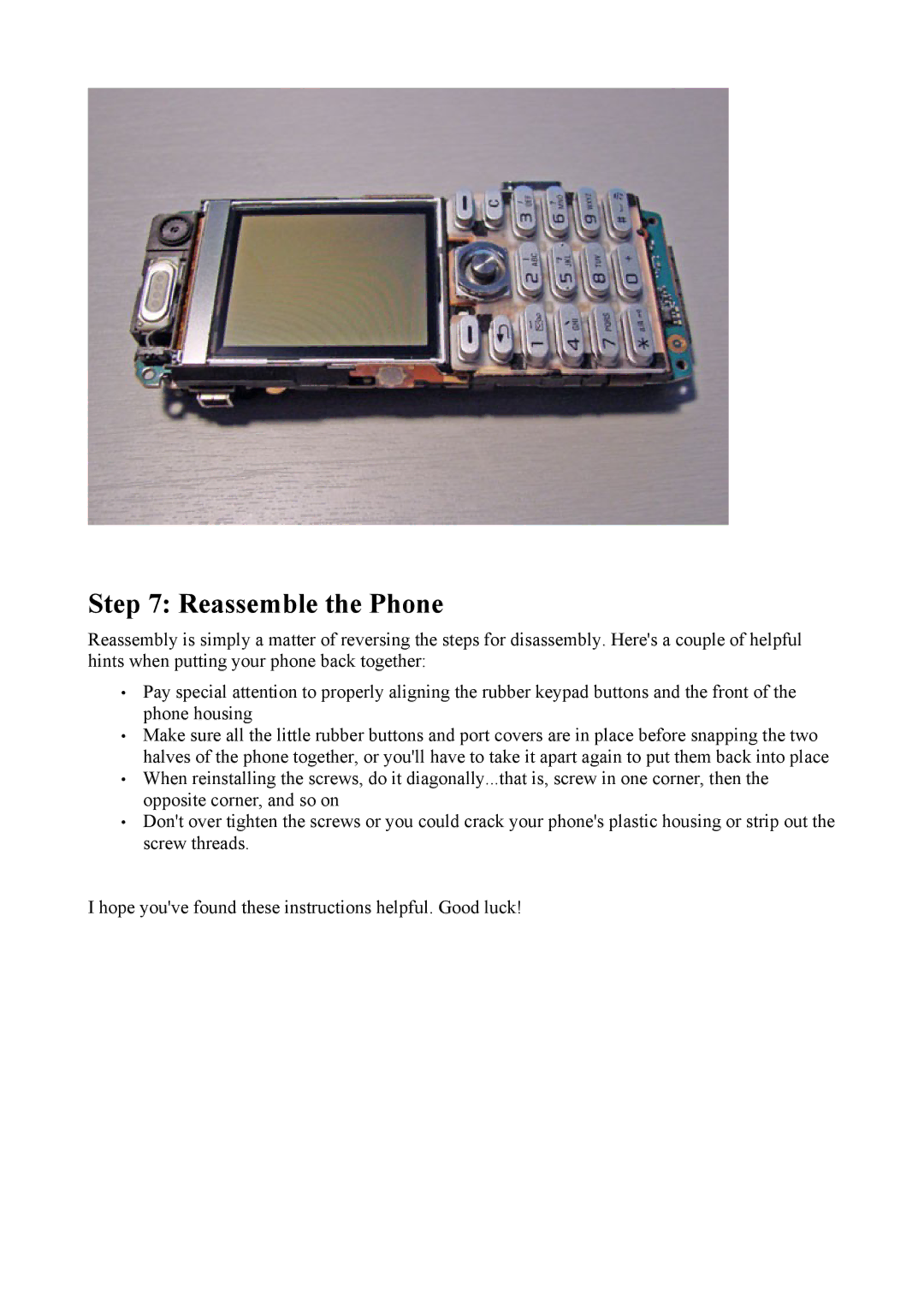 Sony Ericsson K600i manual Reassemble the Phone 