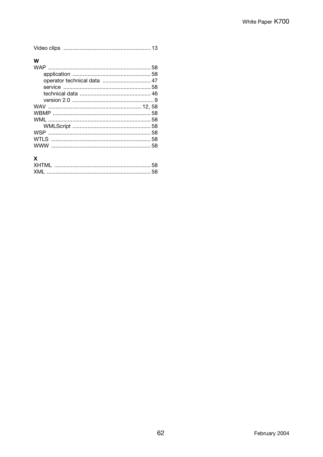 Sony Ericsson K700 manual Operator technical data 