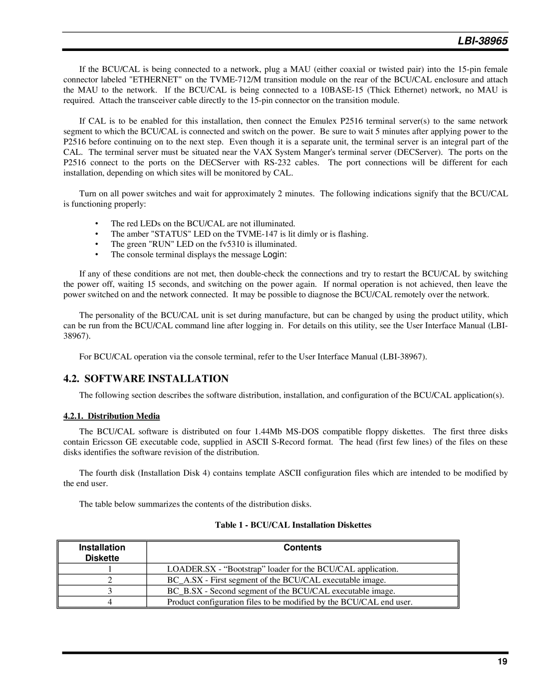 Sony Ericsson LBI-38965 installation manual Software Installation, Installation Contents Diskette 