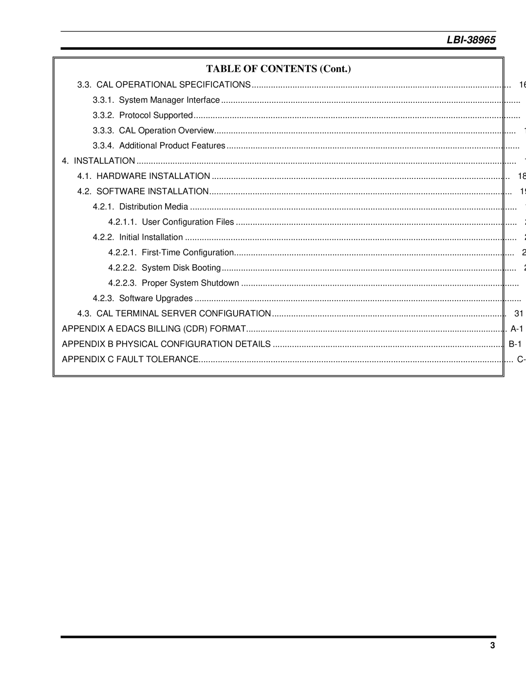 Sony Ericsson LBI-38965 installation manual Table of Contents 