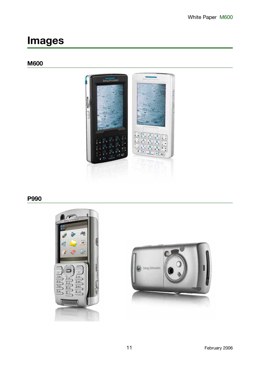 Sony Ericsson manual Images, M600 P990 