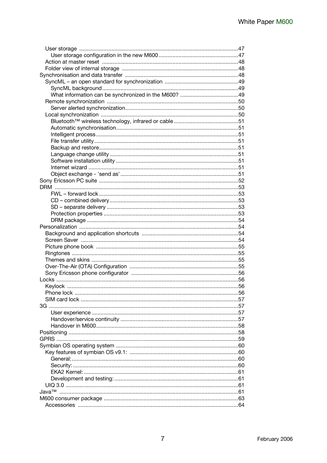 Sony Ericsson manual User storage configuration in the new M600 