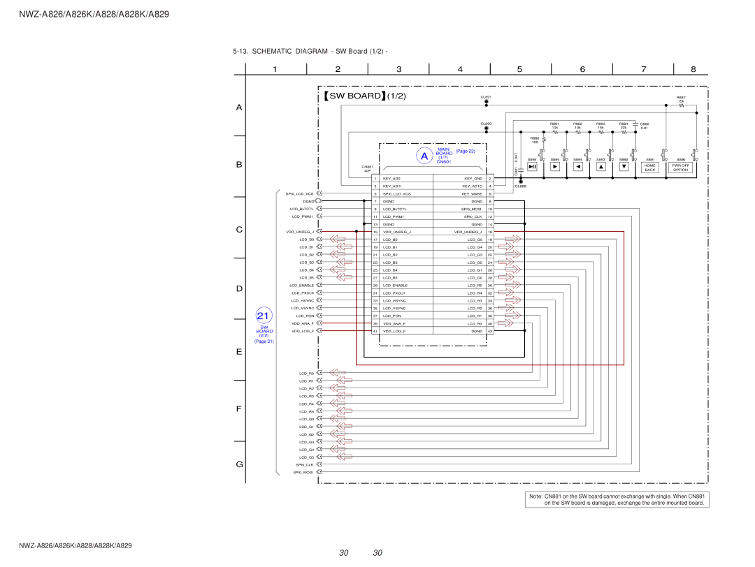 Sony Ericsson NWZ-A826K, NWZ-A829, NWZ-A828K service manual SW Board 1/2 