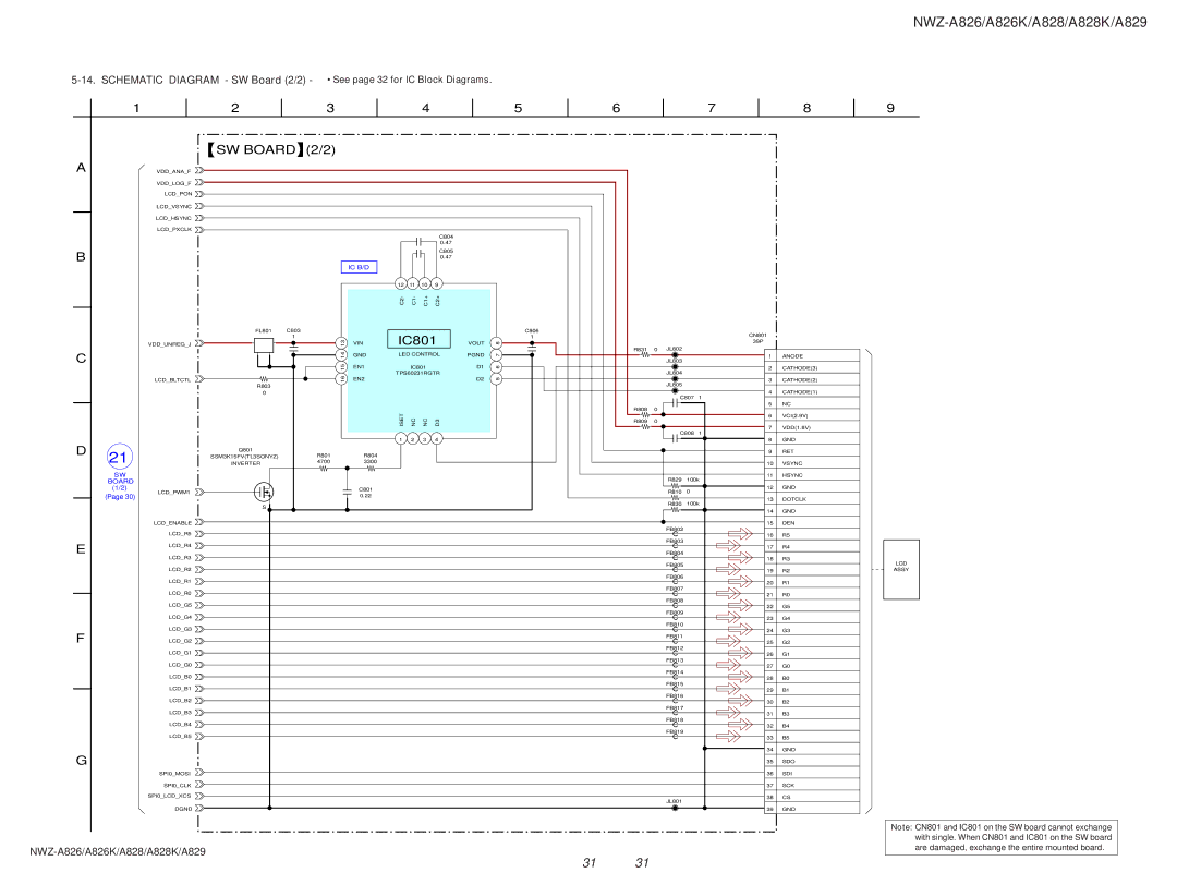 Sony Ericsson NWZ-A826K, NWZ-A829, NWZ-A828K service manual SW Board 2/2 