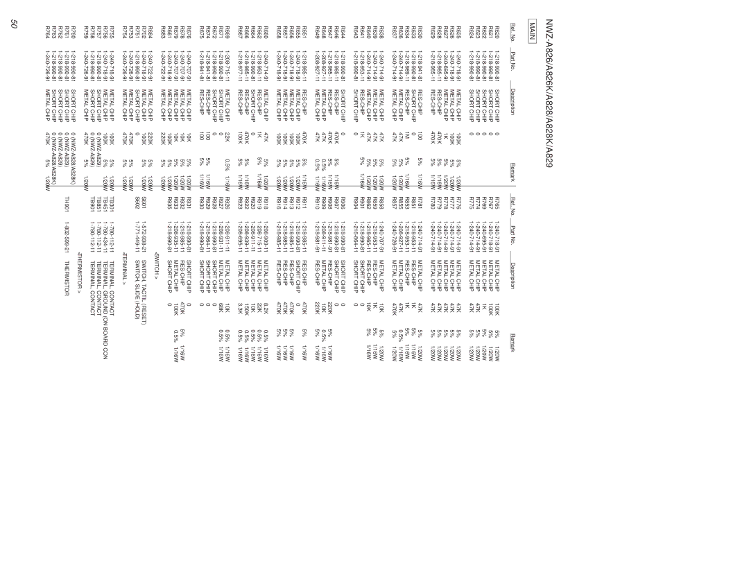 Sony Ericsson NWZ-A828, NWZ-A826K Short Chip Switch, SWITCH, Tactil Reset, SWITCH, Slide Hold Terminal, TERMINAL, Contact 