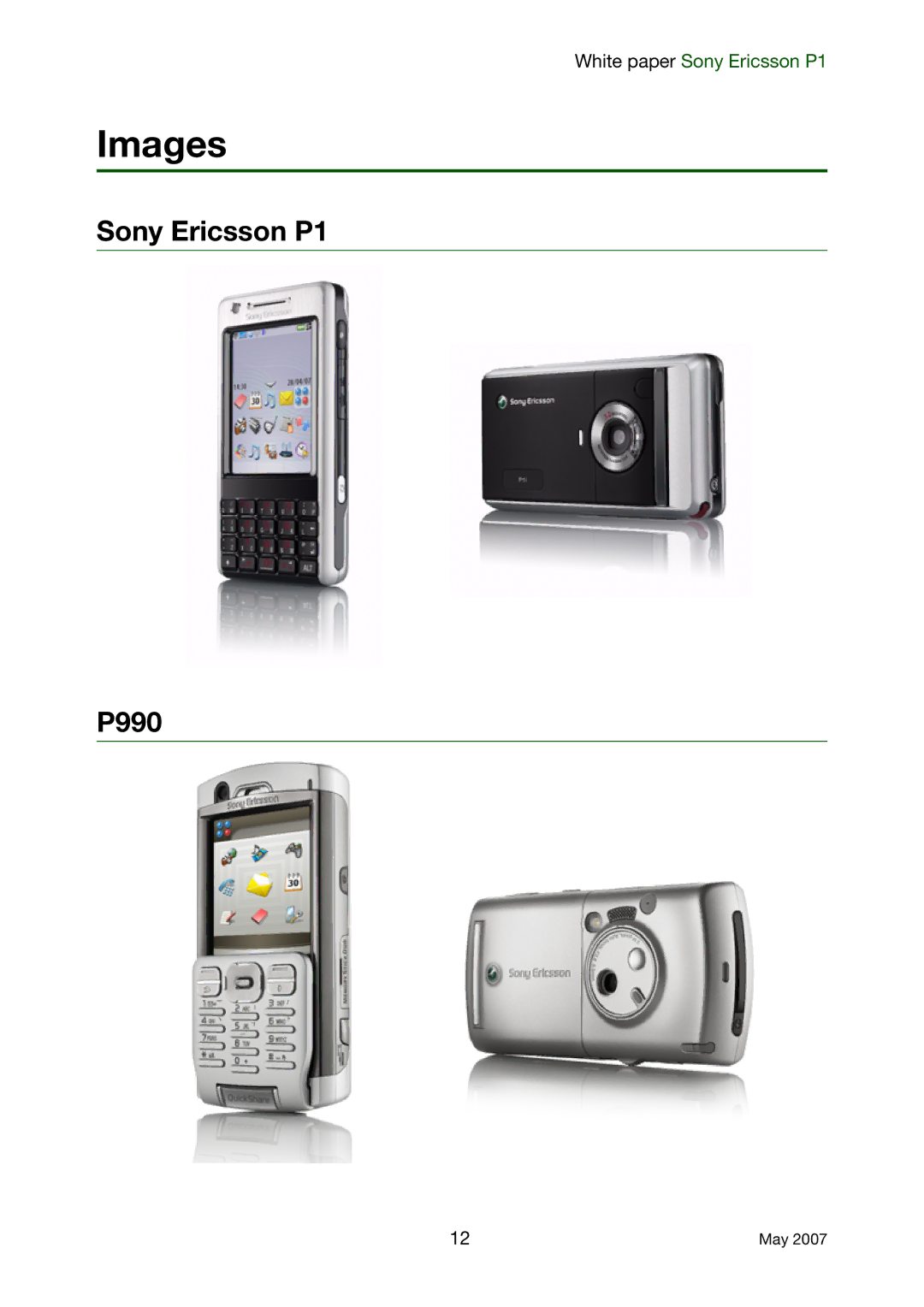 Sony Ericsson manual Images, Sony Ericsson P1 P990 