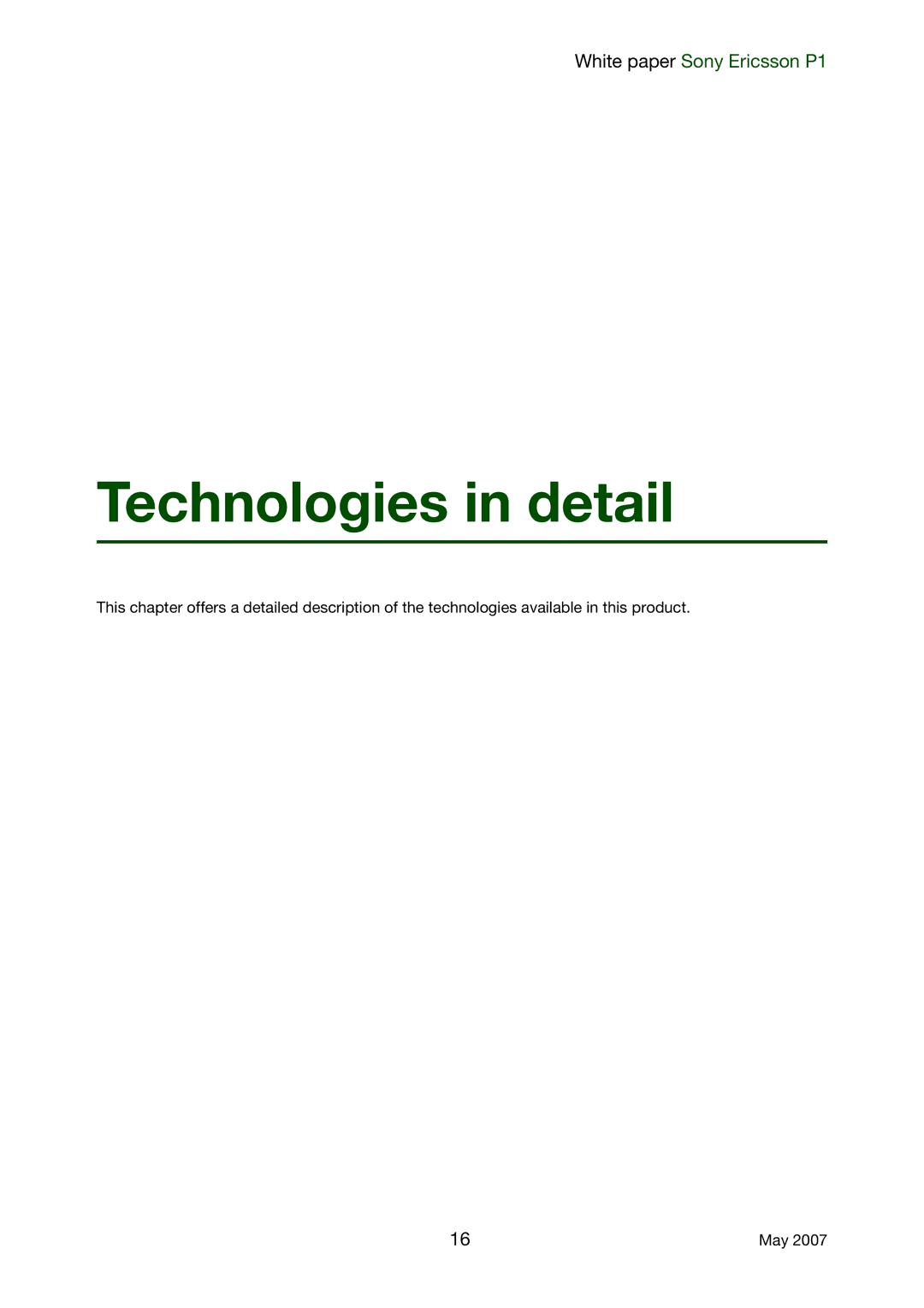 Sony Ericsson P1 manual Technologies in detail 