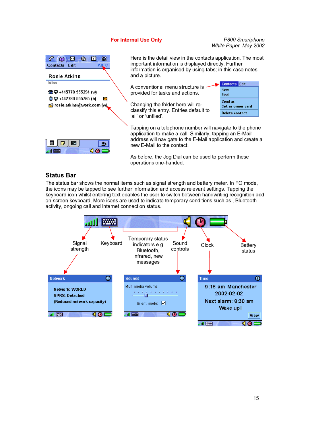 Sony Ericsson P802 manual Status Bar 