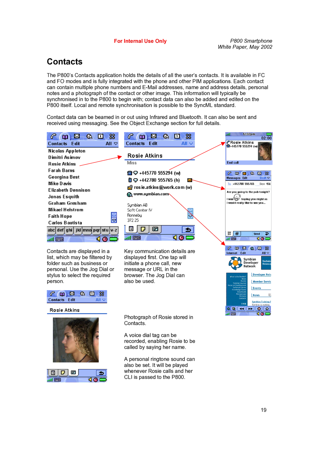 Sony Ericsson P802 manual Contacts 