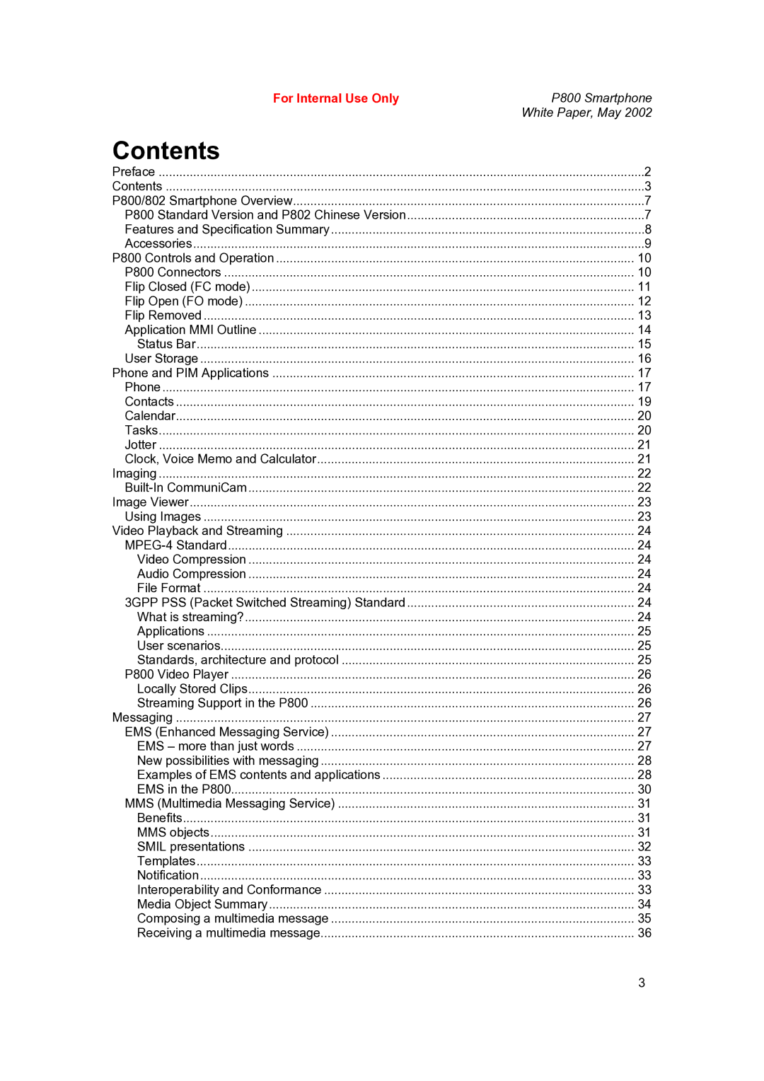 Sony Ericsson P802 manual Contents 