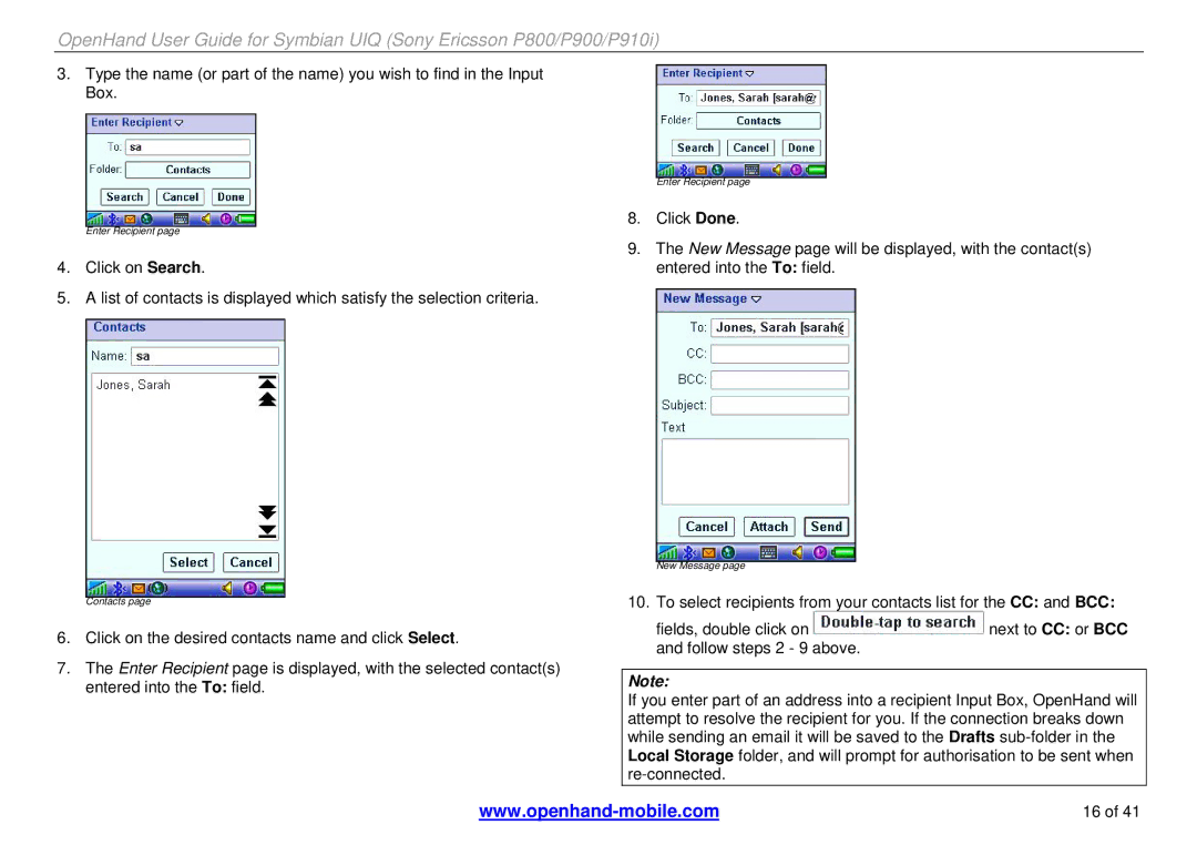 Sony Ericsson P800, P900, P910i manual Contacts 