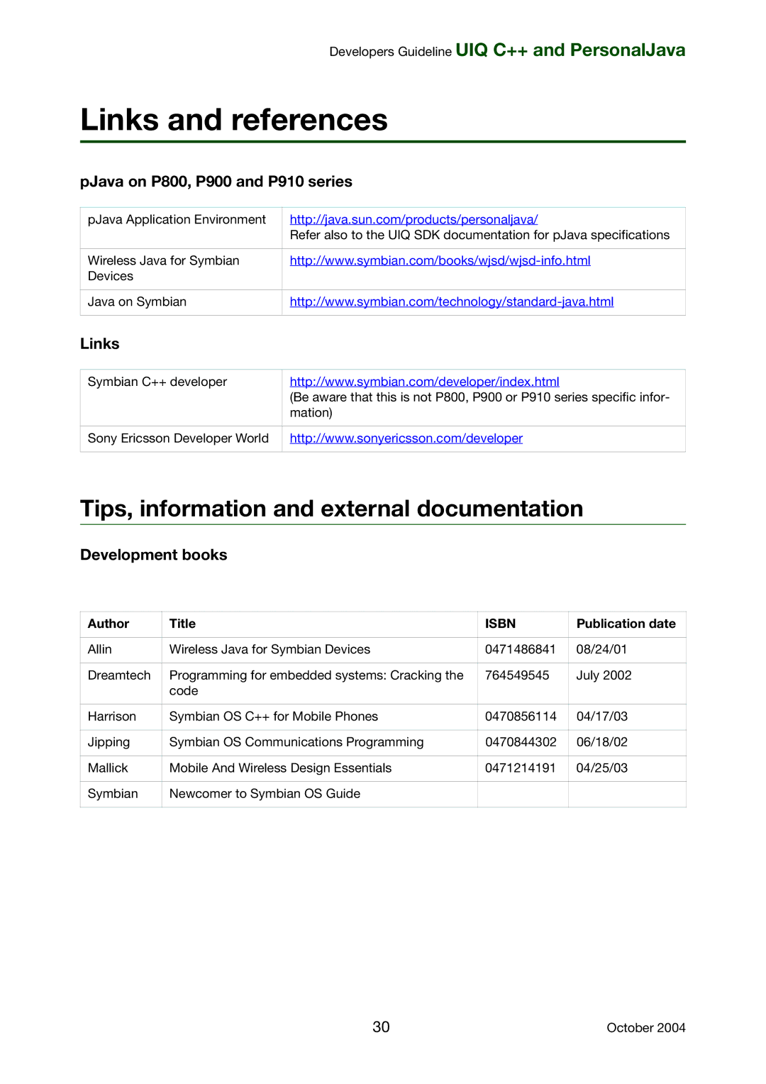 Sony Ericsson Links and references, Tips, information and external documentation, PJava on P800, P900 and P910 series 