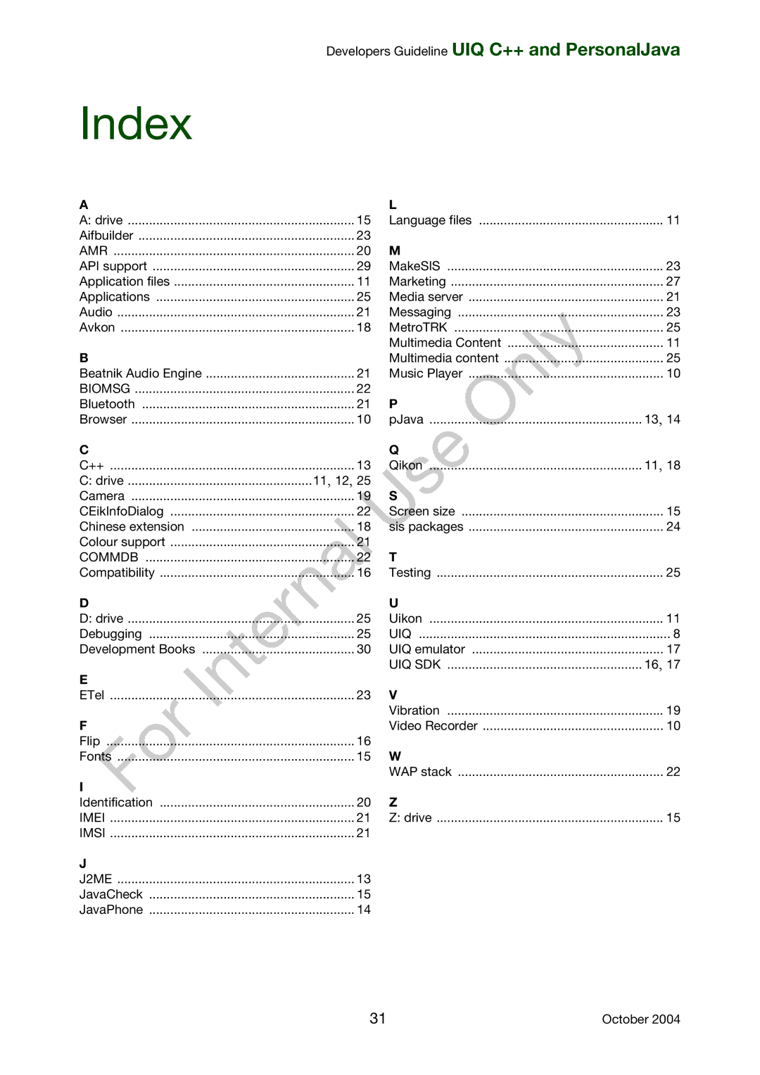 Sony Ericsson P800, P900 manual Index 