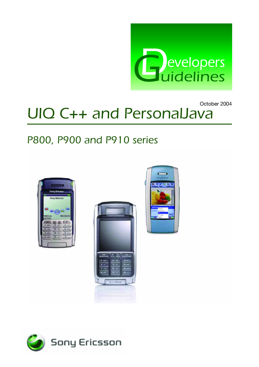 Sony Ericsson manual UIQ C++ and PersonalJava, P800, P900 and P910 series, October 