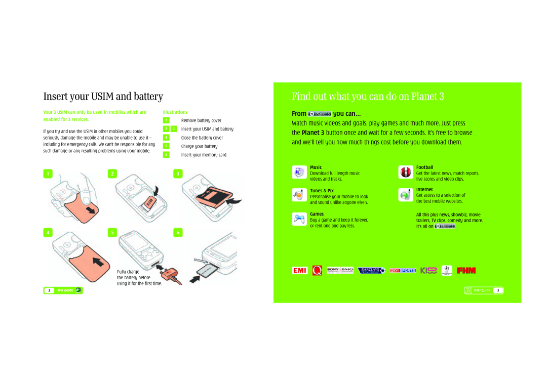 Sony Ericsson P900 manual Insert your Usim and battery, Enabled for 3 services, Illustrations 