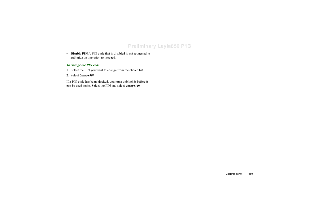 Sony Ericsson P910a manual To change the PIN code, Select the PIN you want to change from the choice list 