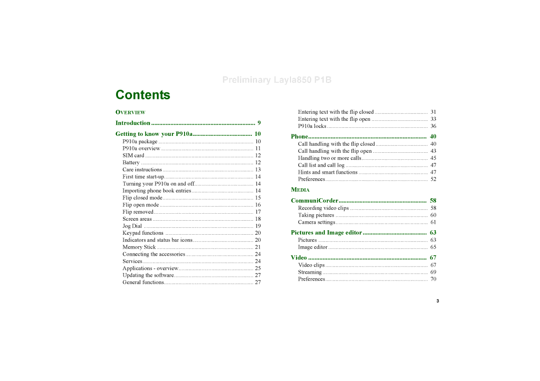 Sony Ericsson P910a manual Contents 