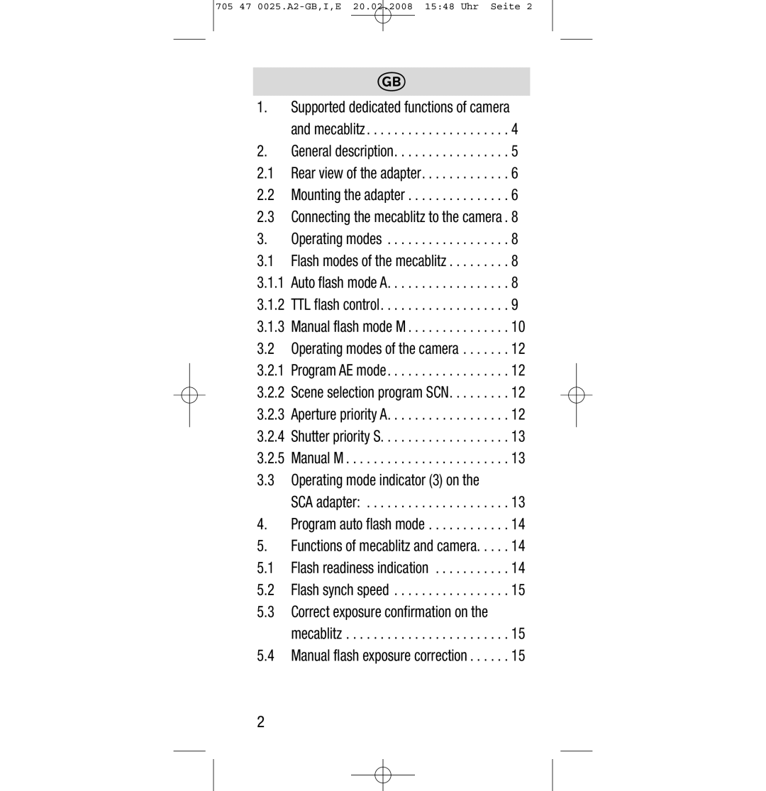 Sony Ericsson SCA 3602 M4 manual Supported dedicated functions of camera Mecablitz, Connecting the mecablitz to the camera 