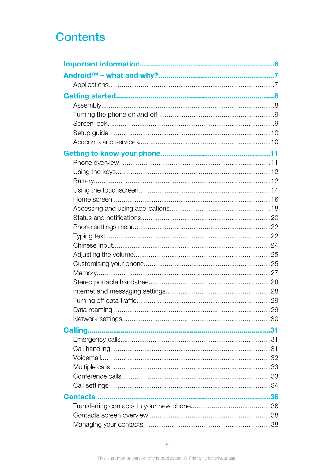 Sony Ericsson ST18i manual Contents 