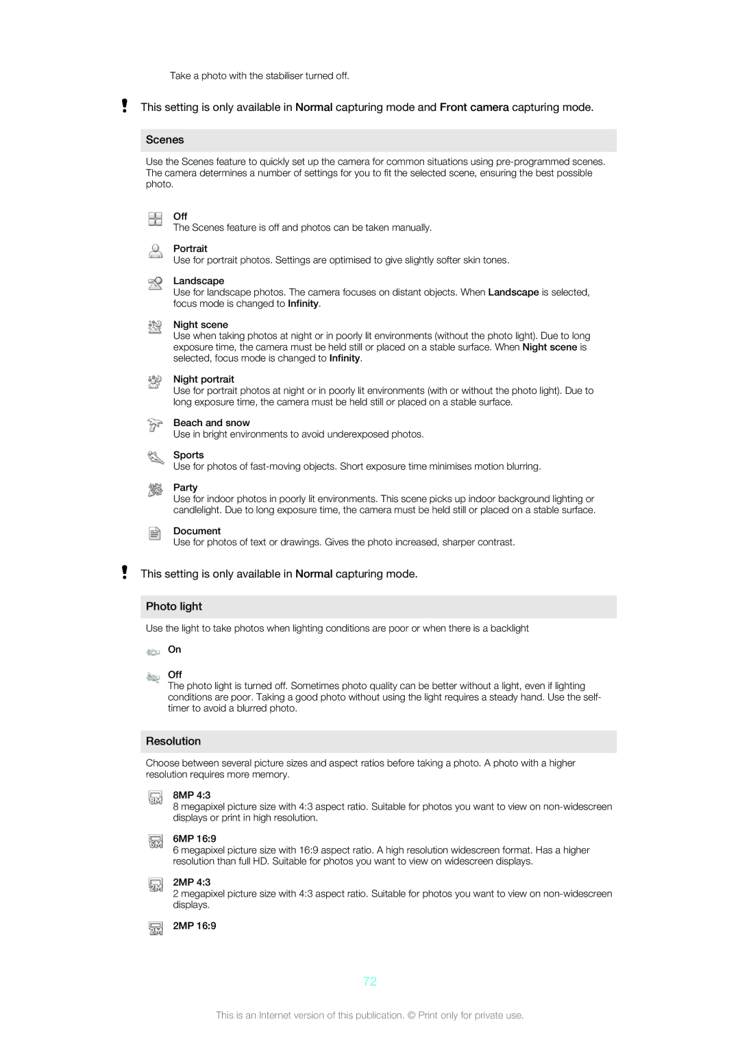 Sony Ericsson ST18i manual Resolution 