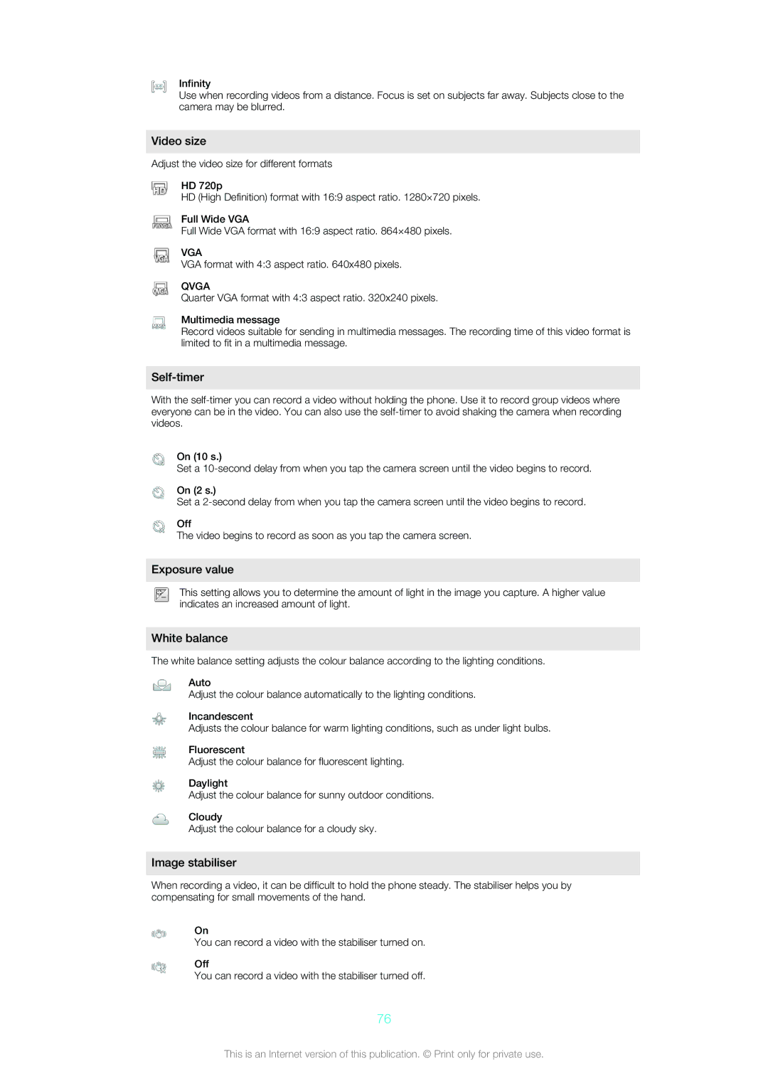 Sony Ericsson ST18i manual Video size 