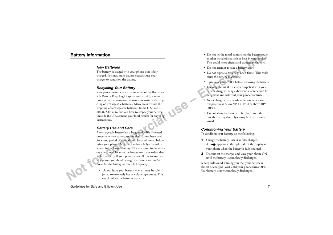 Sony Ericsson T18LX manual Battery Information, New Batteries, Recycling Your Battery, Battery Use and Care 