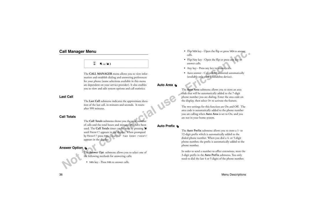 Sony Ericsson T18LX manual Call Manager Menu 