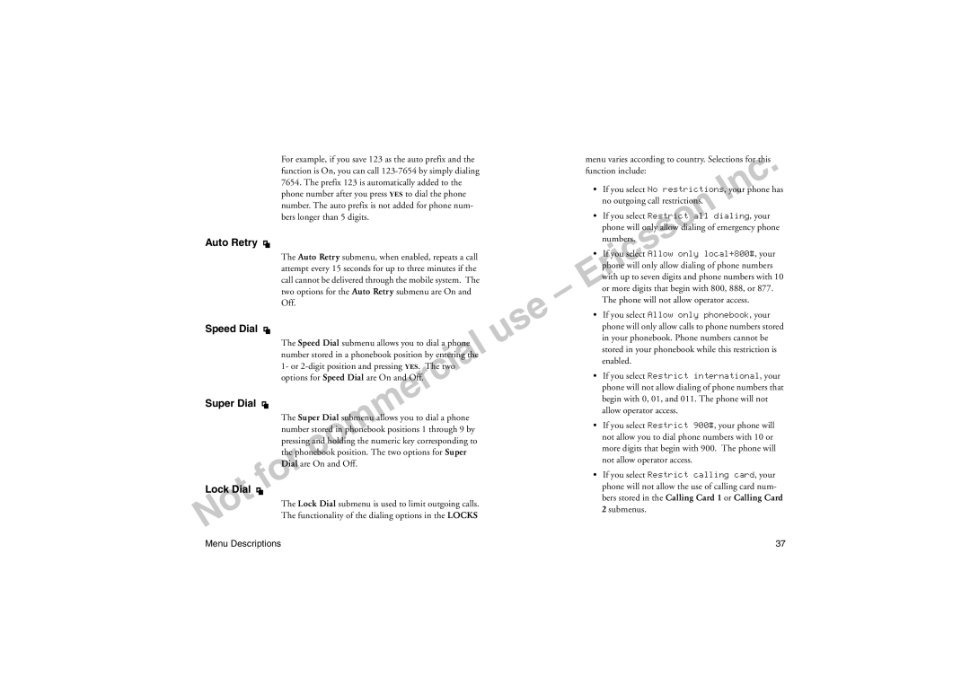 Sony Ericsson T18LX manual Auto Retry, Lock Dial 