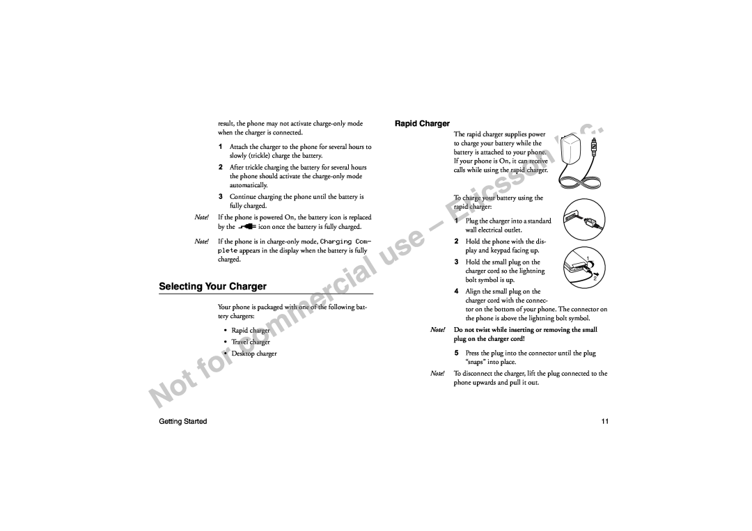 Sony Ericsson T18LX manual Selecting Your Charger, Rapid Charger 