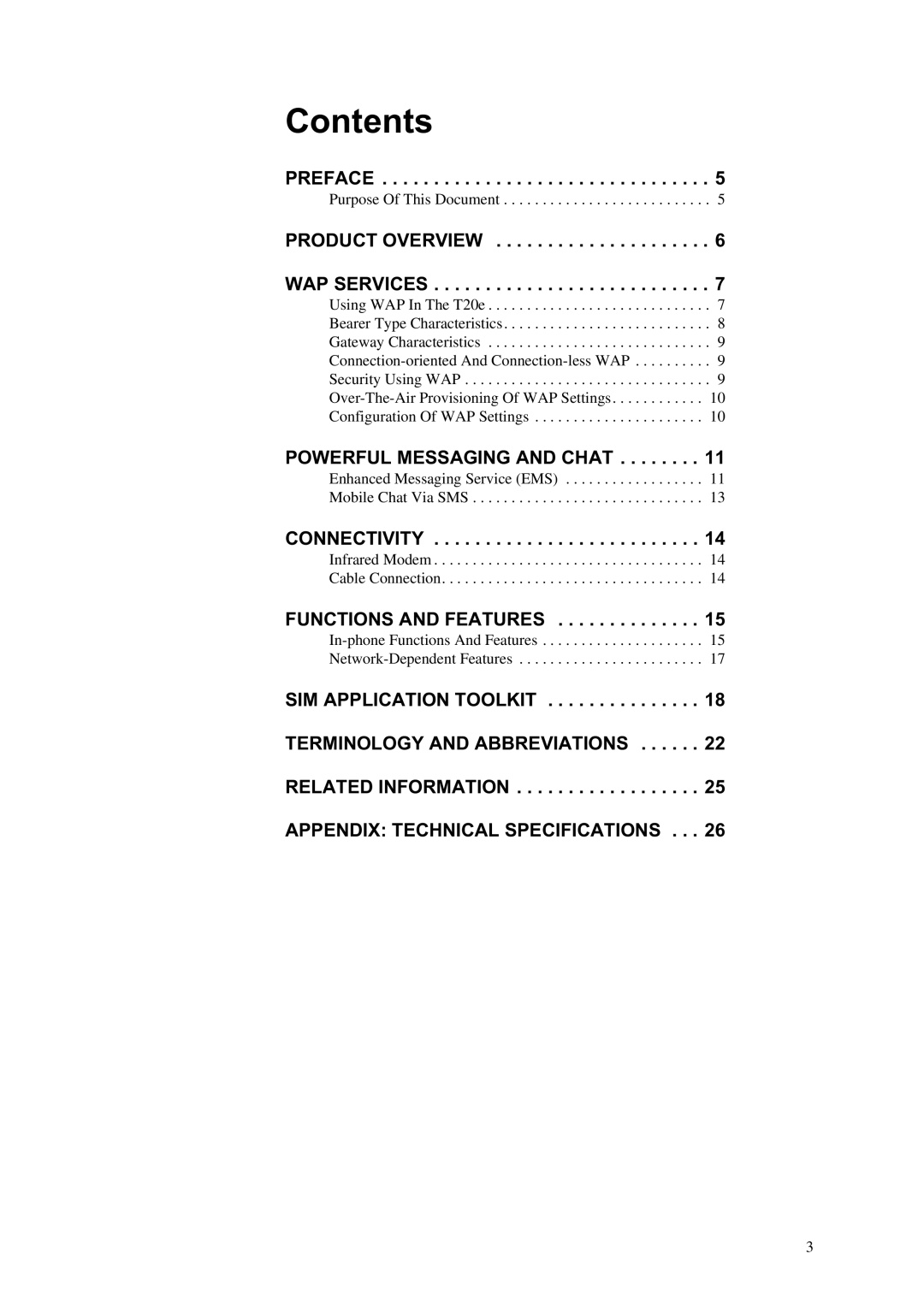 Sony Ericsson T20e manual Contents 