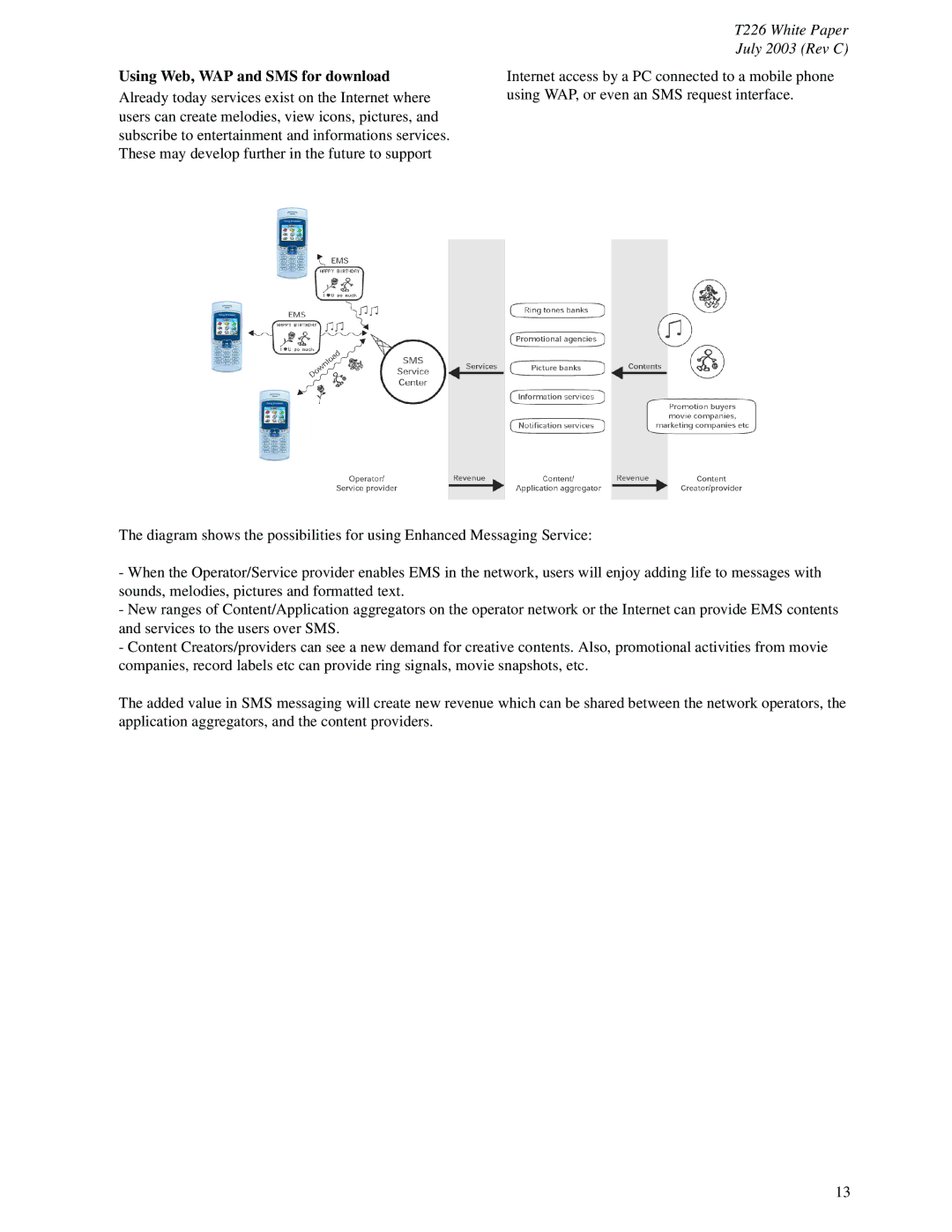 Sony Ericsson T226 manual Using Web, WAP and SMS for download 