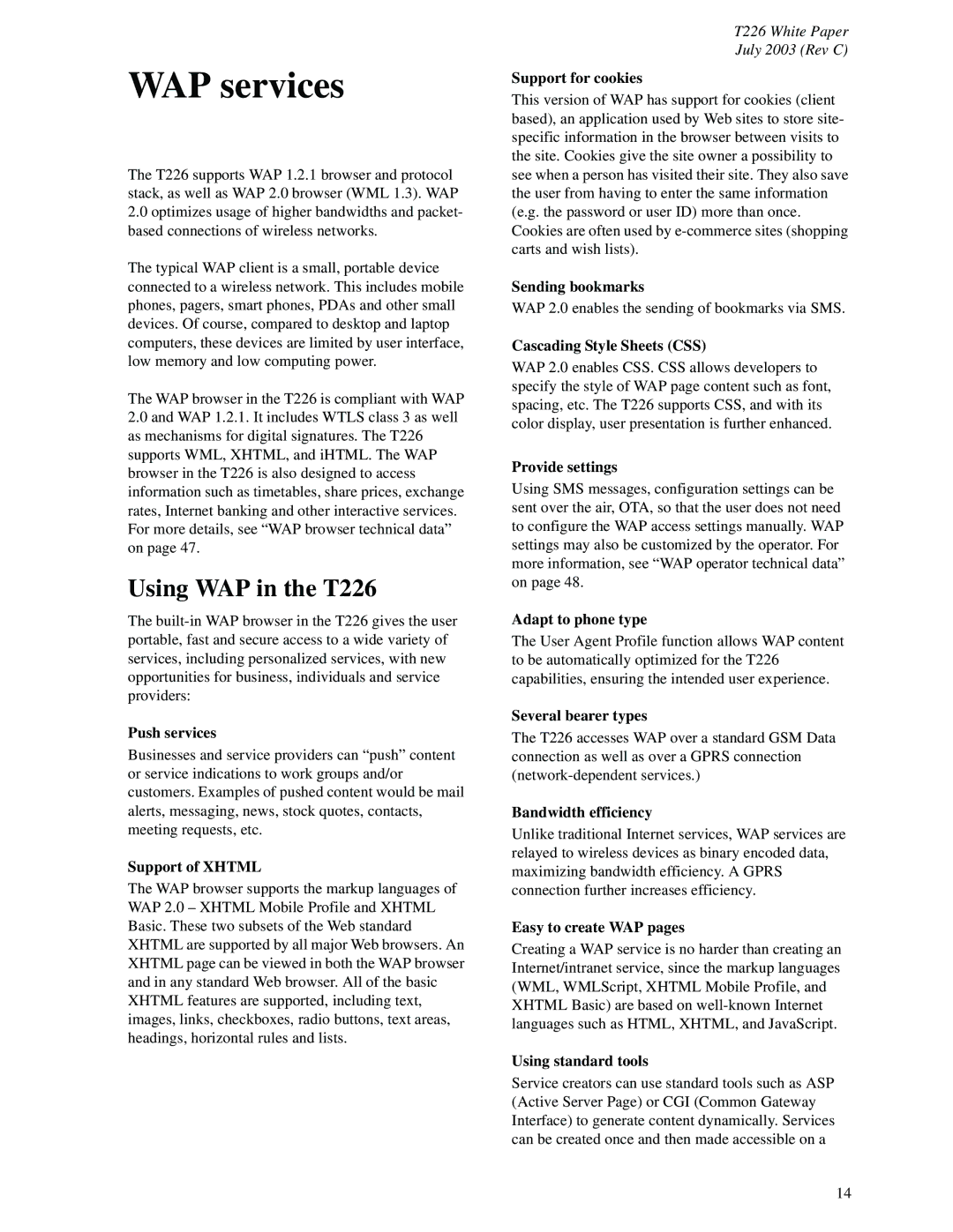 Sony Ericsson manual WAP services, Using WAP in the T226 