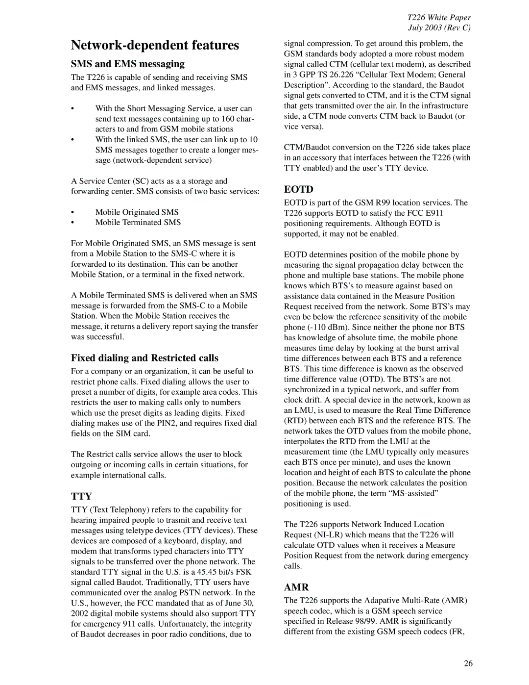 Sony Ericsson T226 manual Network-dependent features, SMS and EMS messaging, Fixed dialing and Restricted calls 