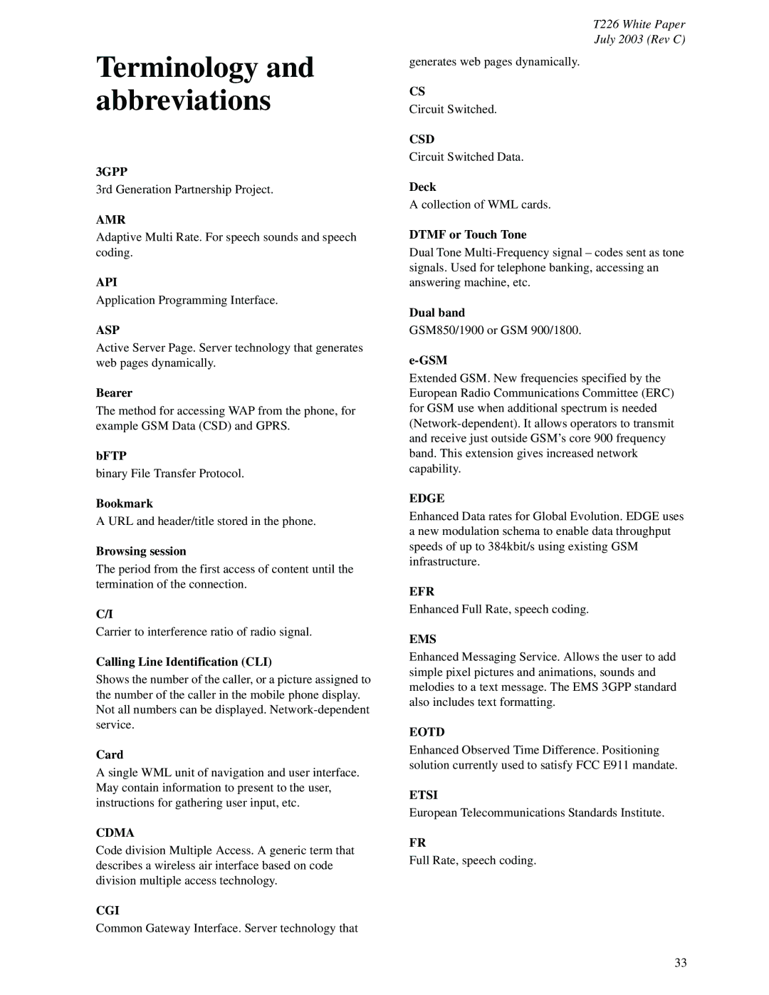 Sony Ericsson T226 manual Terminology and abbreviations 