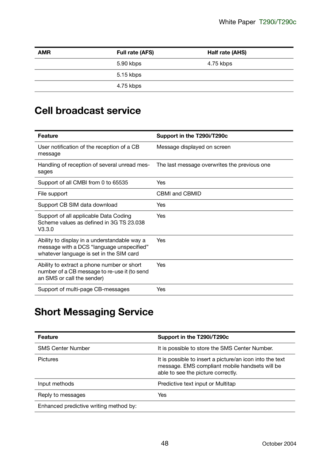 Sony Ericsson T290c, T290i manual Cell broadcast service, Short Messaging Service 